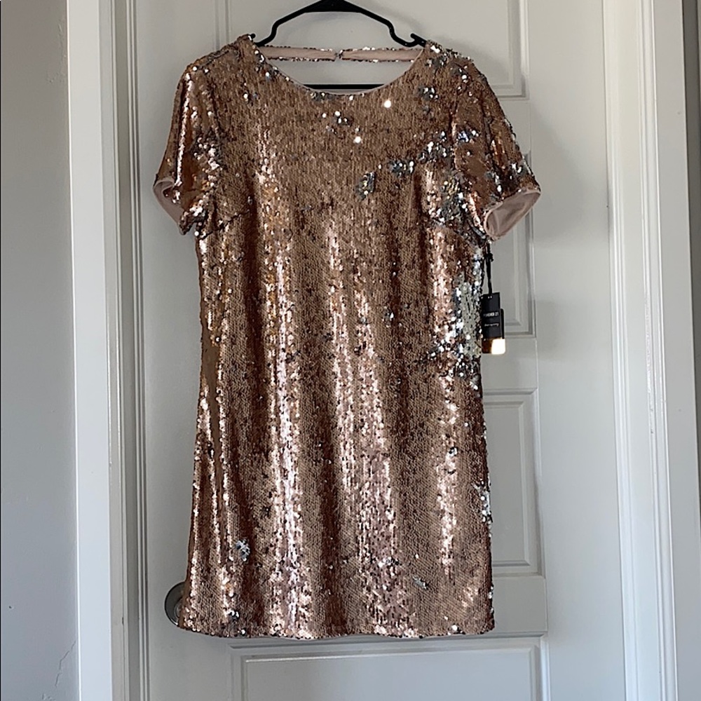 Rose gold sequin dress